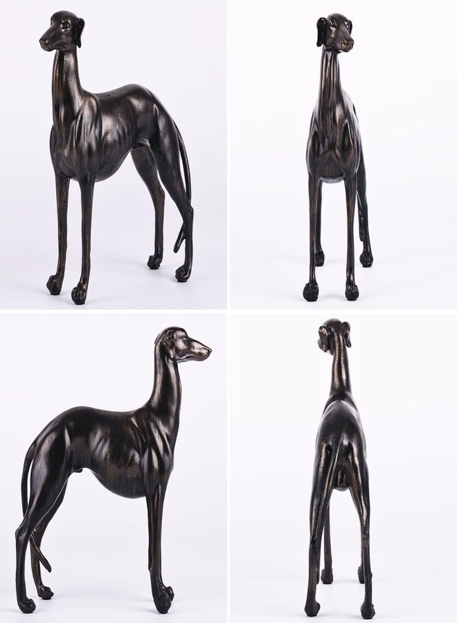 SHENGTIAN Large Resin Greyhound Statue, Antique Bronze Finish Decorative Dog Sculpture, Lifelike Greyhound Figure - Dog Statues for Home Office Decor, Greyhound Gifts - Image 4